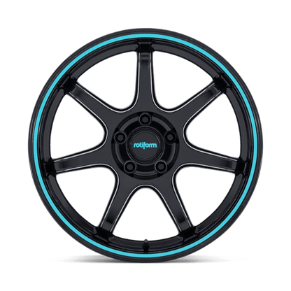 18x9.5 Rotiform RC208 BPU Gloss Black W/ Teal Stripe Wheel 5x120 (38mm)