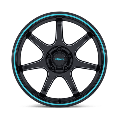 19x10.5 Rotiform RC208 BPU Gloss Black W/ Teal Stripe Wheel 5x120 (35mm)