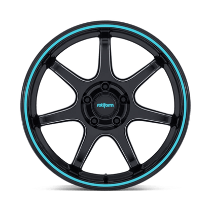 19x8.5 Rotiform RC208 BPU Gloss Black W/ Teal Stripe Wheel 5x100 (35mm)