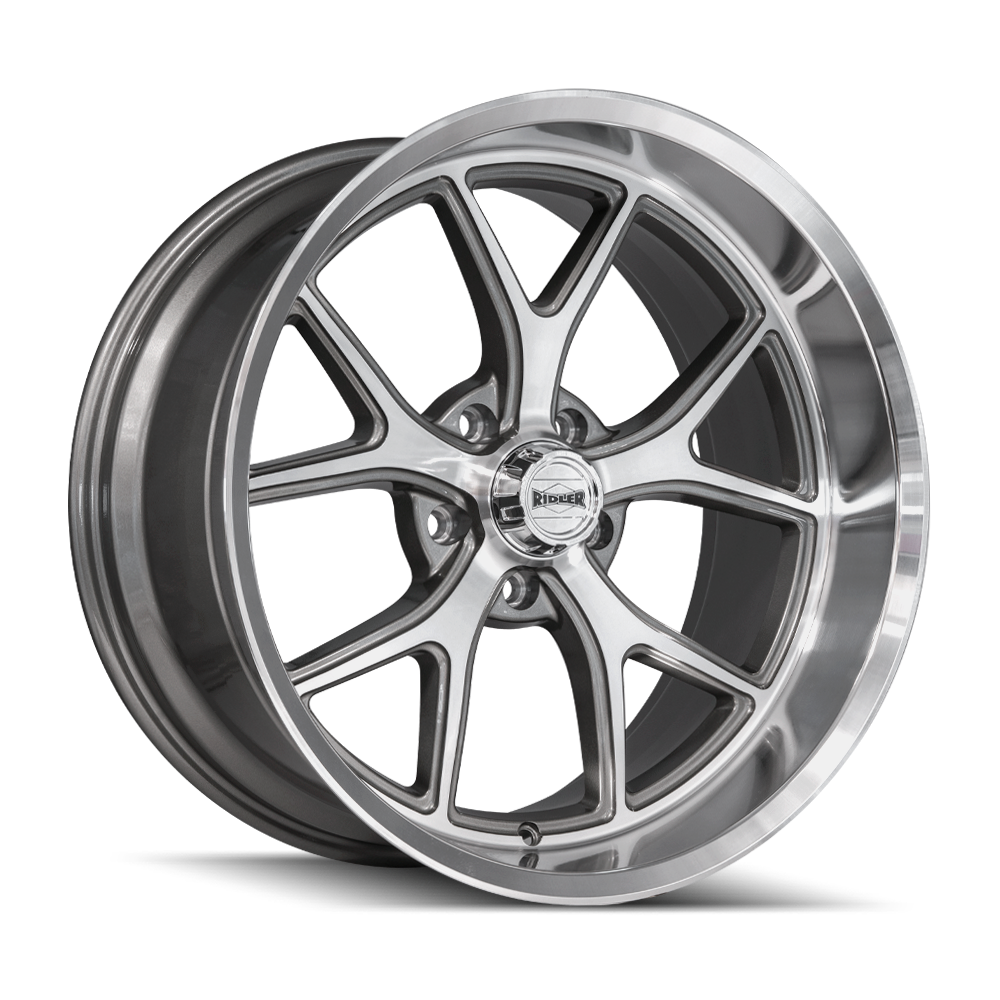20x8.5 Ridler 661 Gloss Grey With Diamond Cut Face and Lip Wheel 5x5 (0mm)