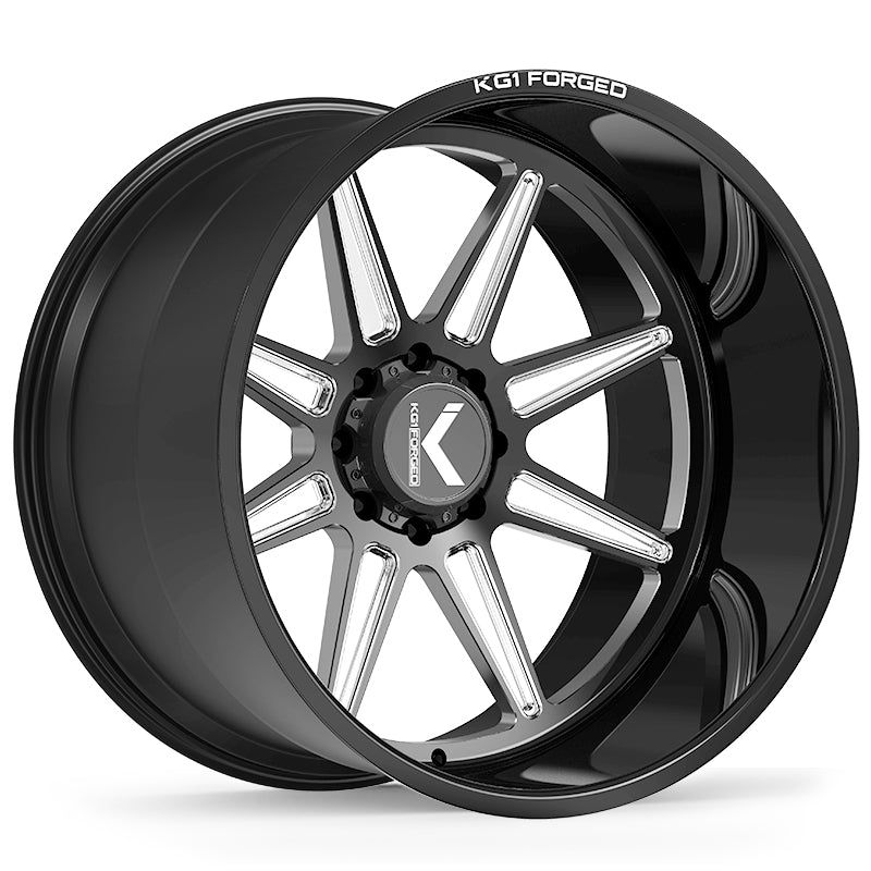 24x12 KG1 KC018 Scuffle Gloss Black Premium Milled FORGED Wheel 6x5.5 (-44mm)
