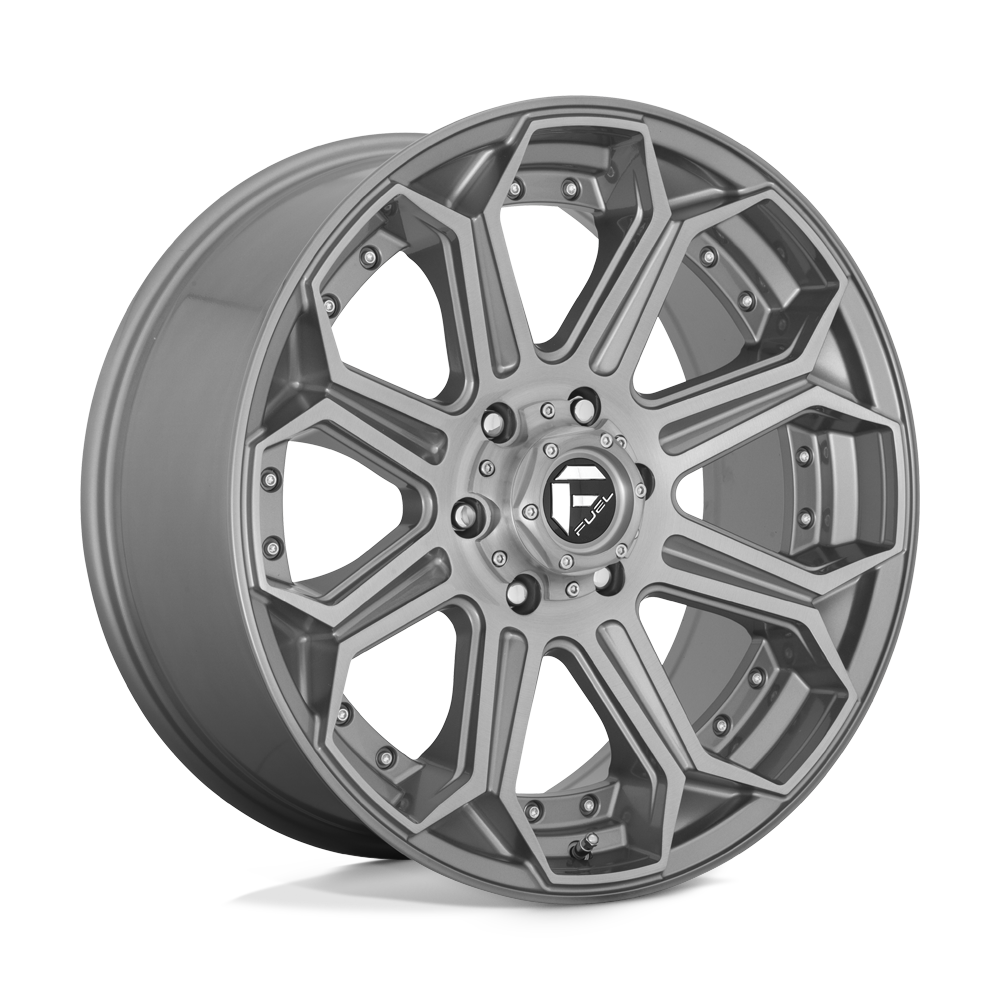 22x10 Fuel D705 SIEGE BRUSHED GUN METAL TINTED CLEAR Wheel 6x5.5 (-18mm)