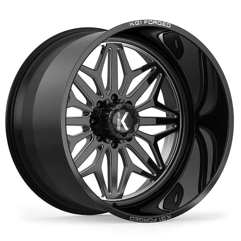 22x10 KG1 KF014 Snow Gloss Black Premium Milled FORGED Wheel 6x135 (-18mm)