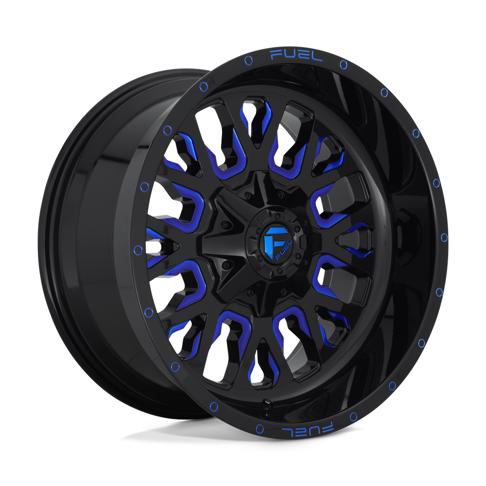 20x10 Fuel D645 STROKE GLOSS BLACK BLUE TINTED CLEAR Wheel 8x6.5 (-18mm)