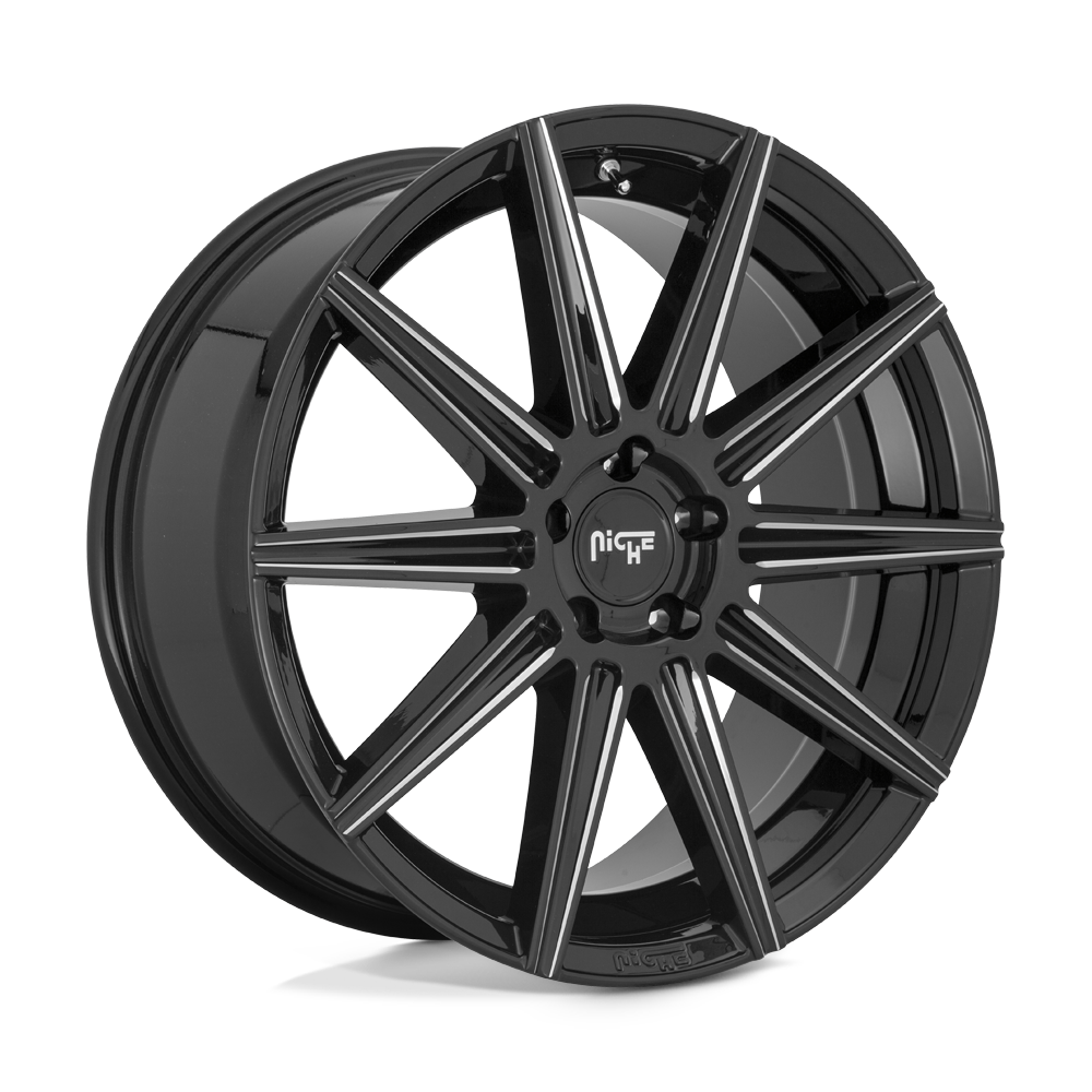 20x10.5 Niche M243 TIFOSI GLOSS BLACK MILLED Wheel 5x112 (27mm)