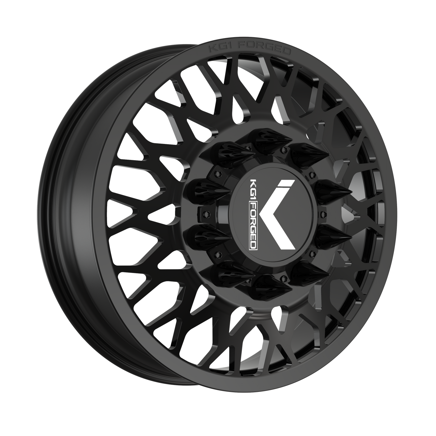 22x8.25 KG1 Forged KD019 Torture-D Gloss Black DUALLY FRONT Wheel 10x285 (145mm)