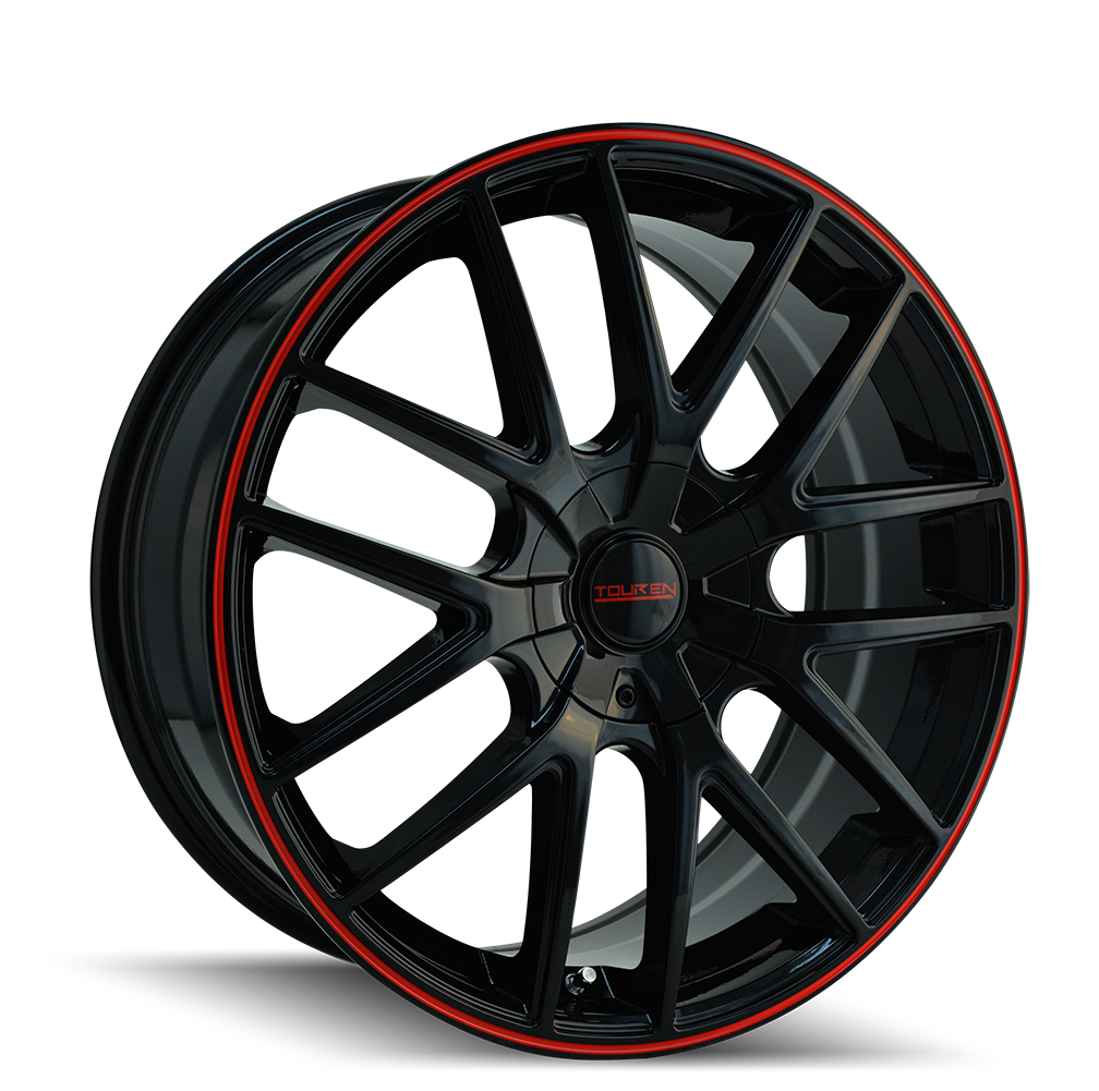 16x7 Touren TR60 Black/Red RING Wheel 4x108/5x108 (42mm)