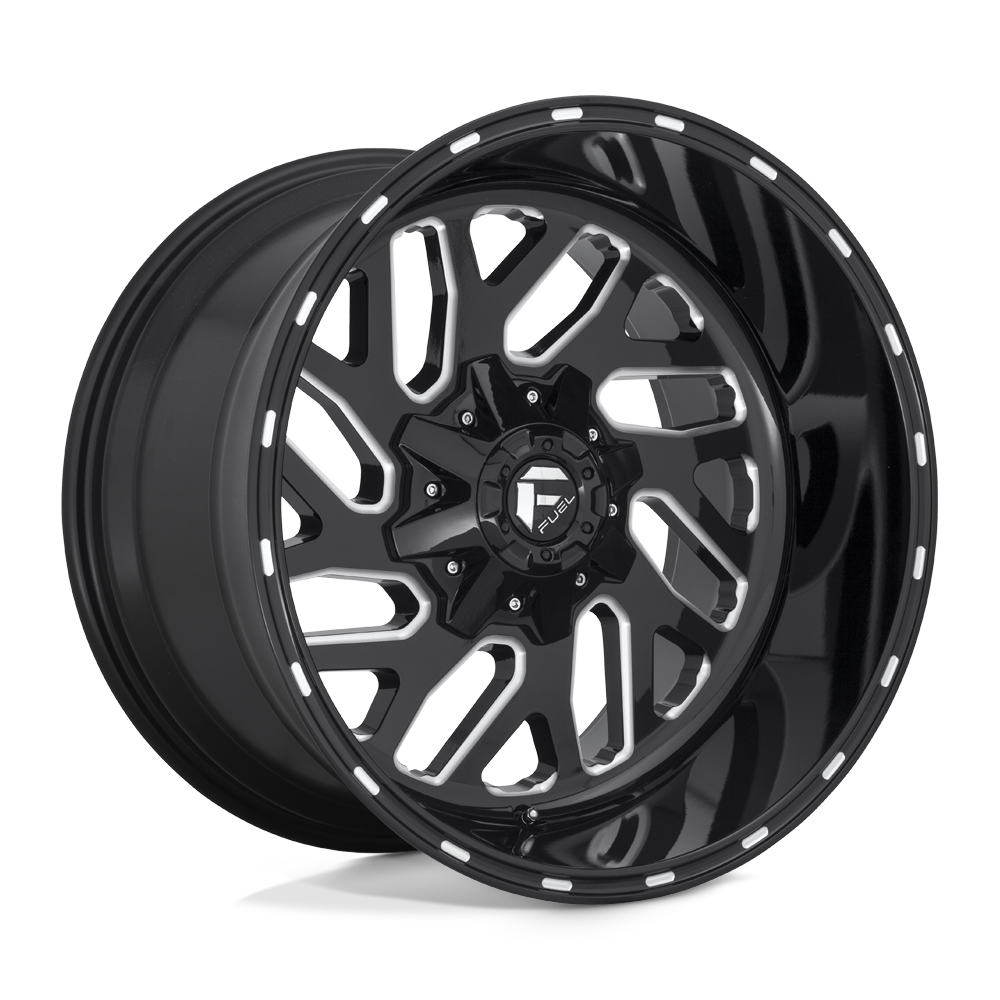 20x8.25 Fuel D581 Triton DUALLY Rear Black & Milled Wheel 8x6.5 (-215mm)
