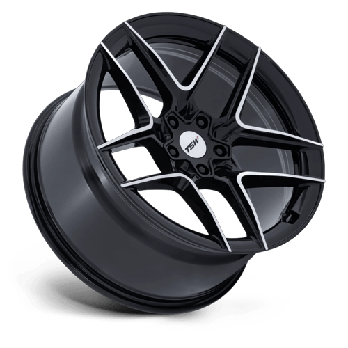 19x9.5 TSW TW008 Slipstream Glossy Black W/ Machined Face Wheel 5x112 (25mm)