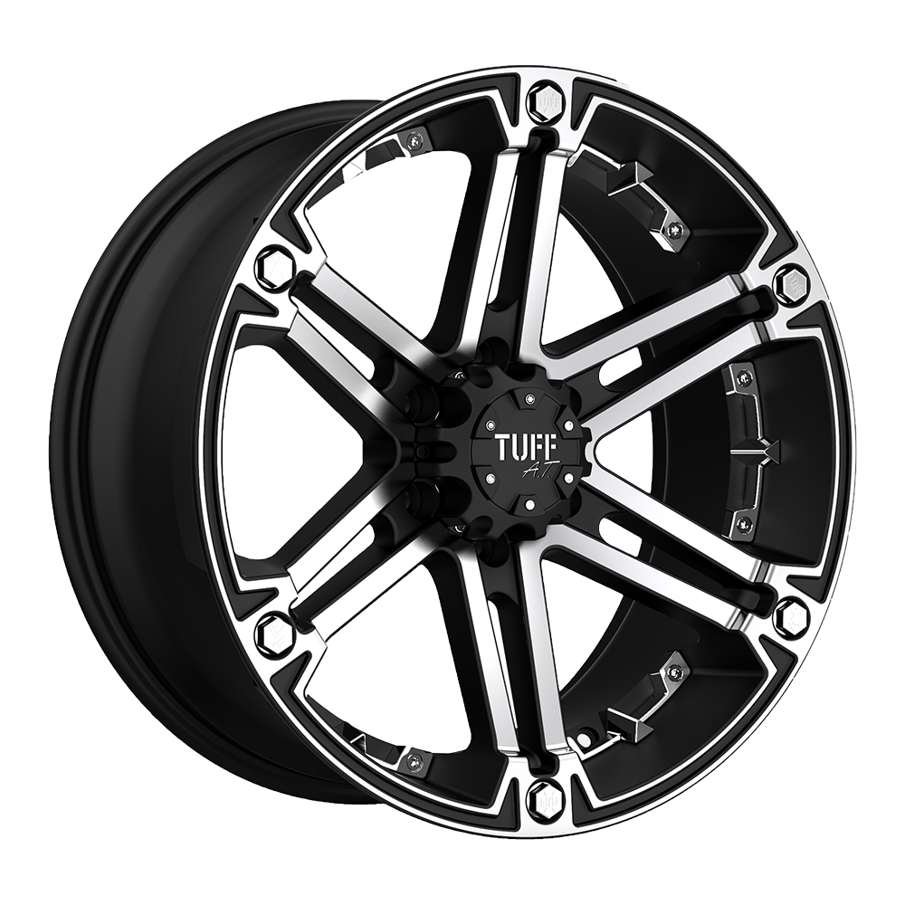 17x8 Tuff T01 FLAT BLACK W/ MACHINED FACE Wheel 5x4.5/5x5 (20mm)