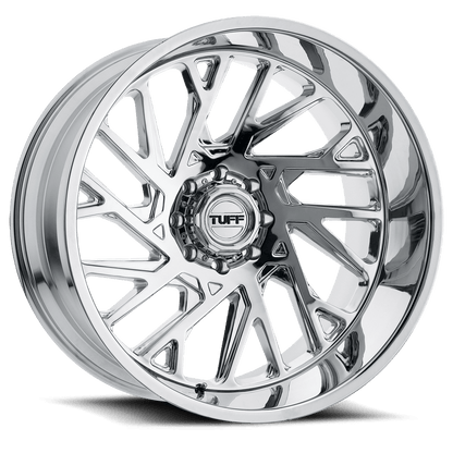 24x14 Tuff T4B Chrome DIRECTIONAL Right Wheel 8X6.5 (-72mm)