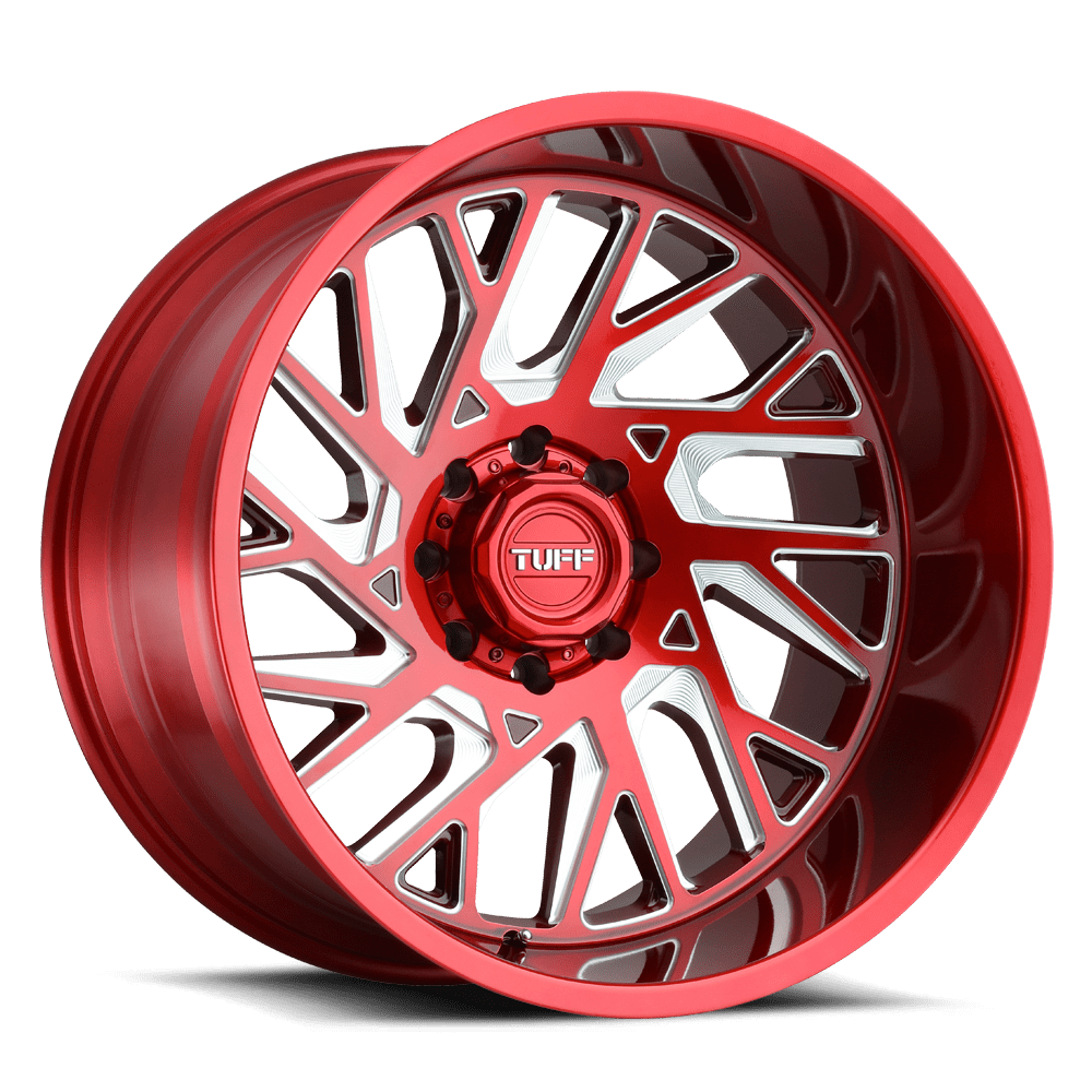 24x14 Tuff T4B Candy Red/Milled DIRECTIONAL Left Wheel 8x6.5 (-72mm)