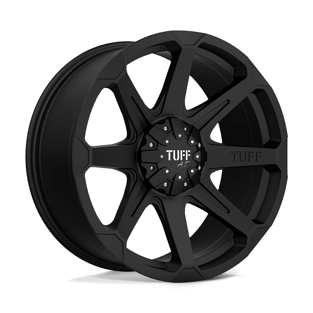 22x10 Tuff T05 FLAT BLACK W/ MACHINED FACE Wheel 5x4.5/5x5 (-20mm)