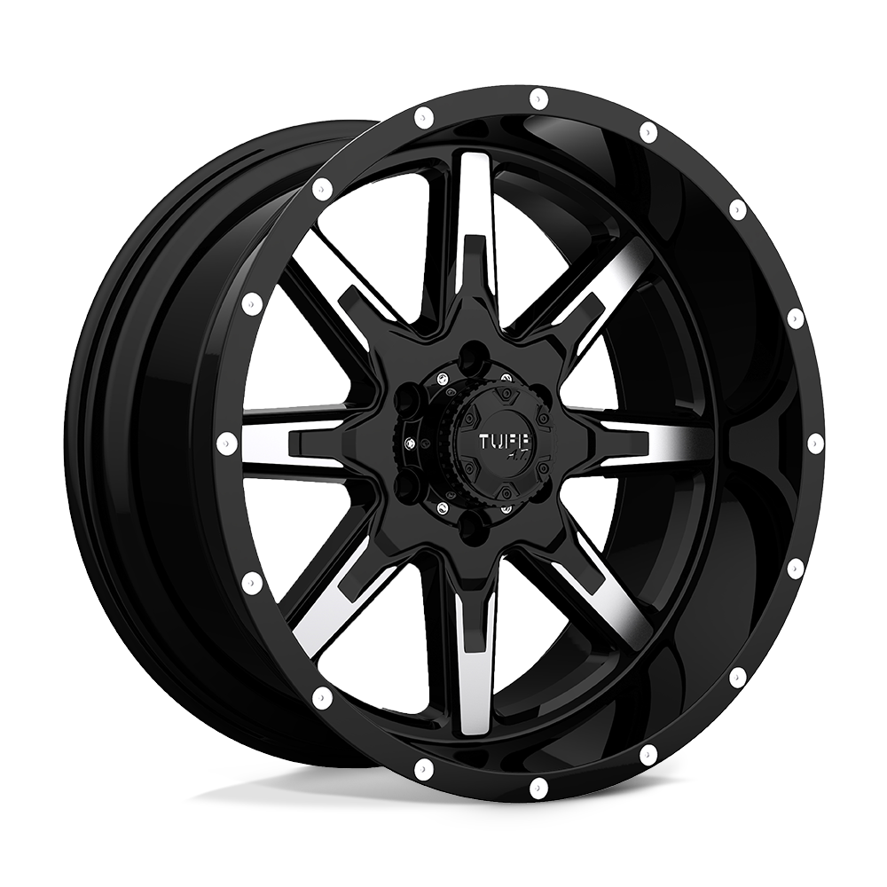 20x10 Tuff T15 GLOSS BLACK W/ MACHINED FACE Wheel 5x5.5 (-19mm)
