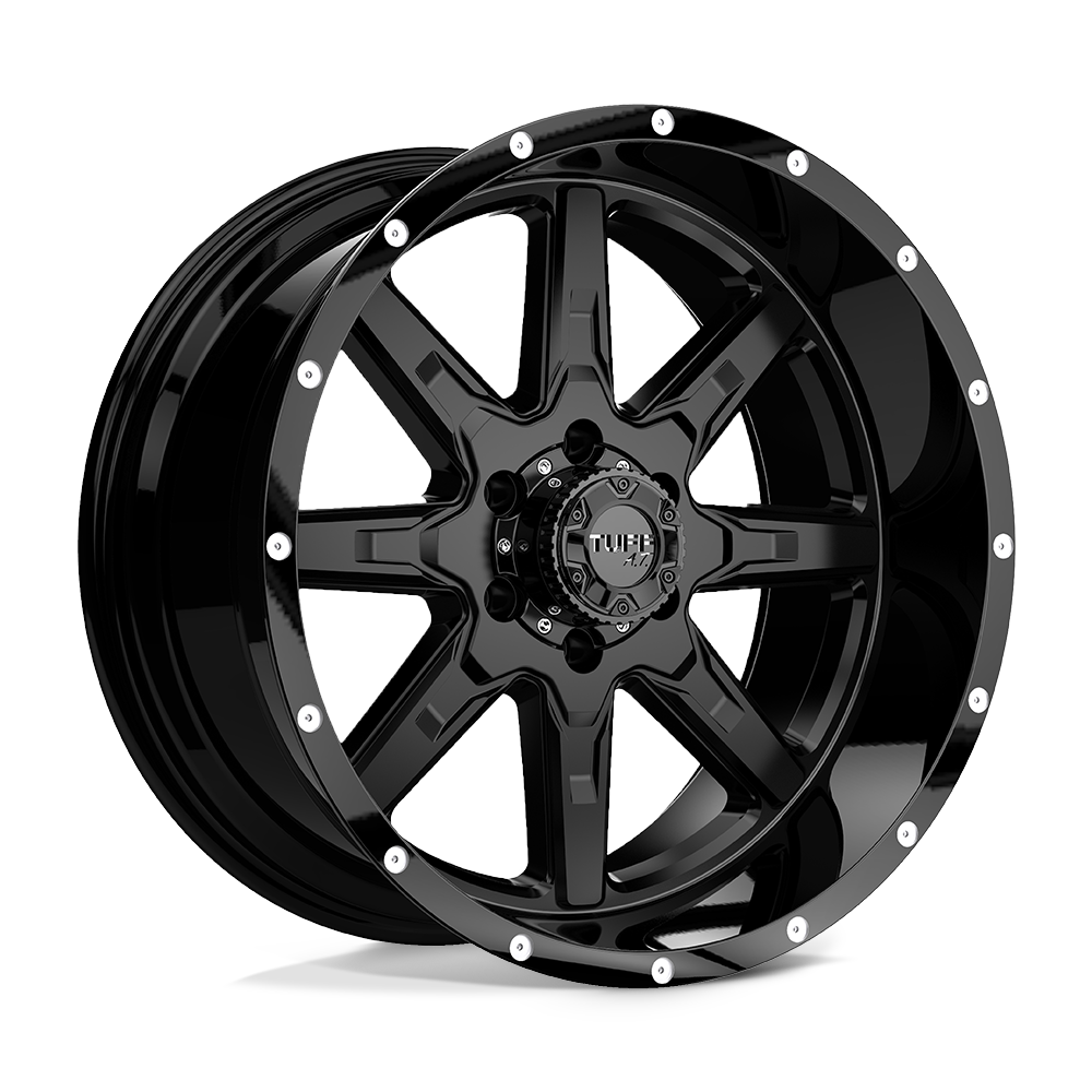18x10 Tuff T15 SATIN BLACK W/ GLOSS BLACK LIP Wheel 8x170 (-13mm)