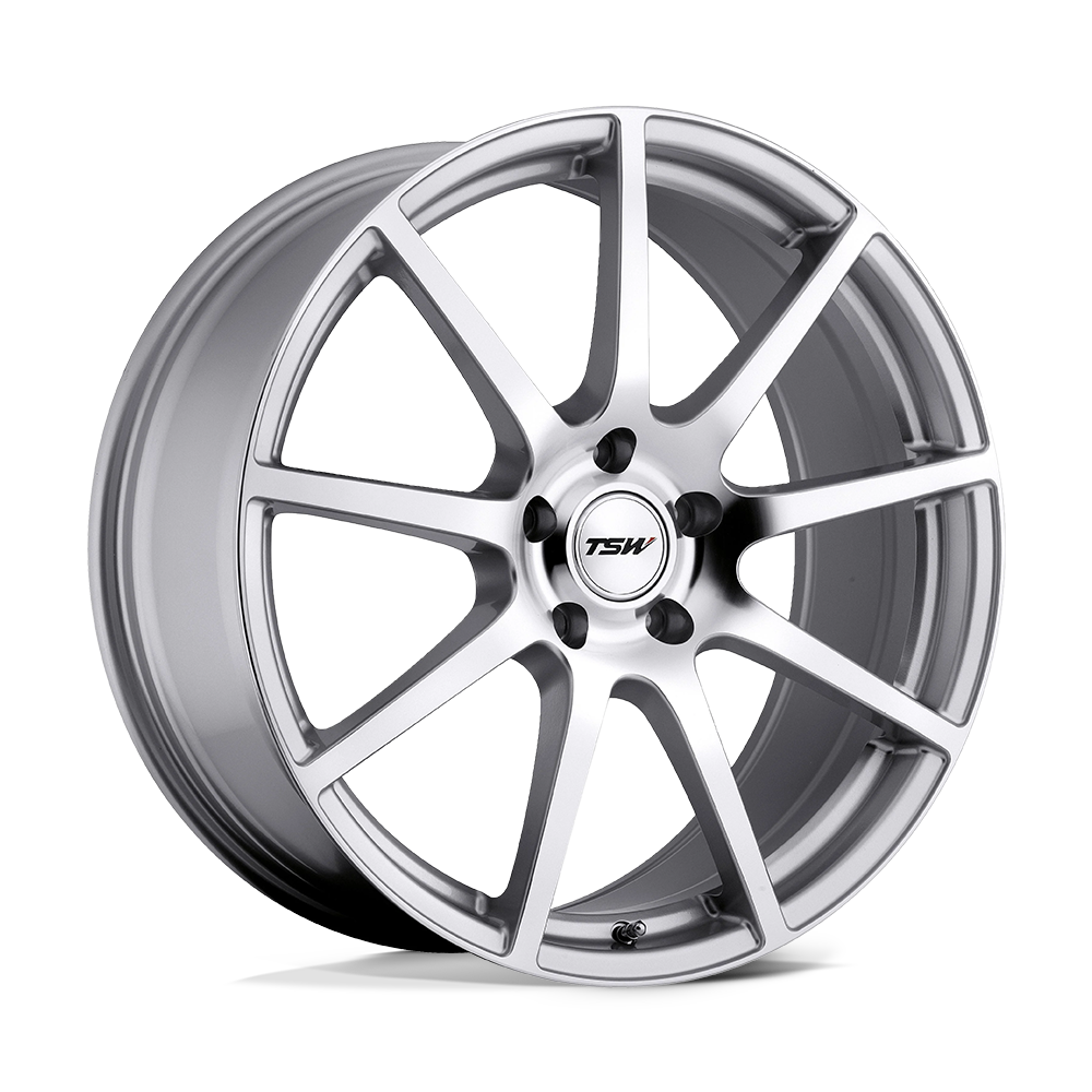 18x9 TSW INTERLAGOS SILVER W/ MIRROR CUT FACE Wheel 5x4.5 (63mm)