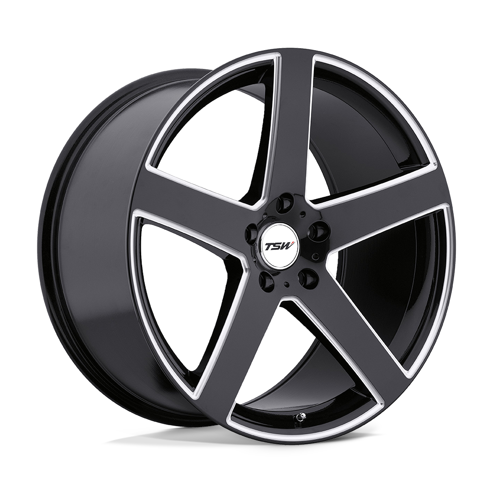 20x10 TSW RIVAGE GLOSS BLACK W/ MILLED SPOKE Wheel 5x120 (25mm)