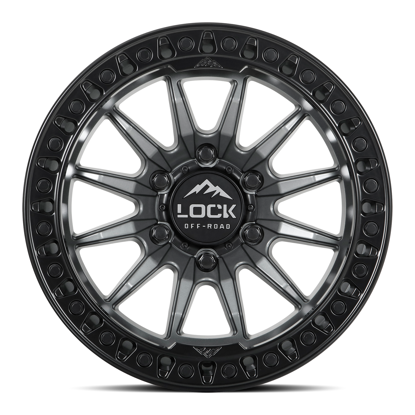 17x8.5 Lock Off-Road Trail Matte Grey With Matte Black Ring Wheel 6x135 (25mm)
