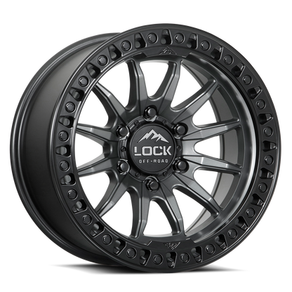 20x10 Lock Off-Road Trail Matte Grey With Matte Black Ring Wheel 6x5.5 (-18mm)