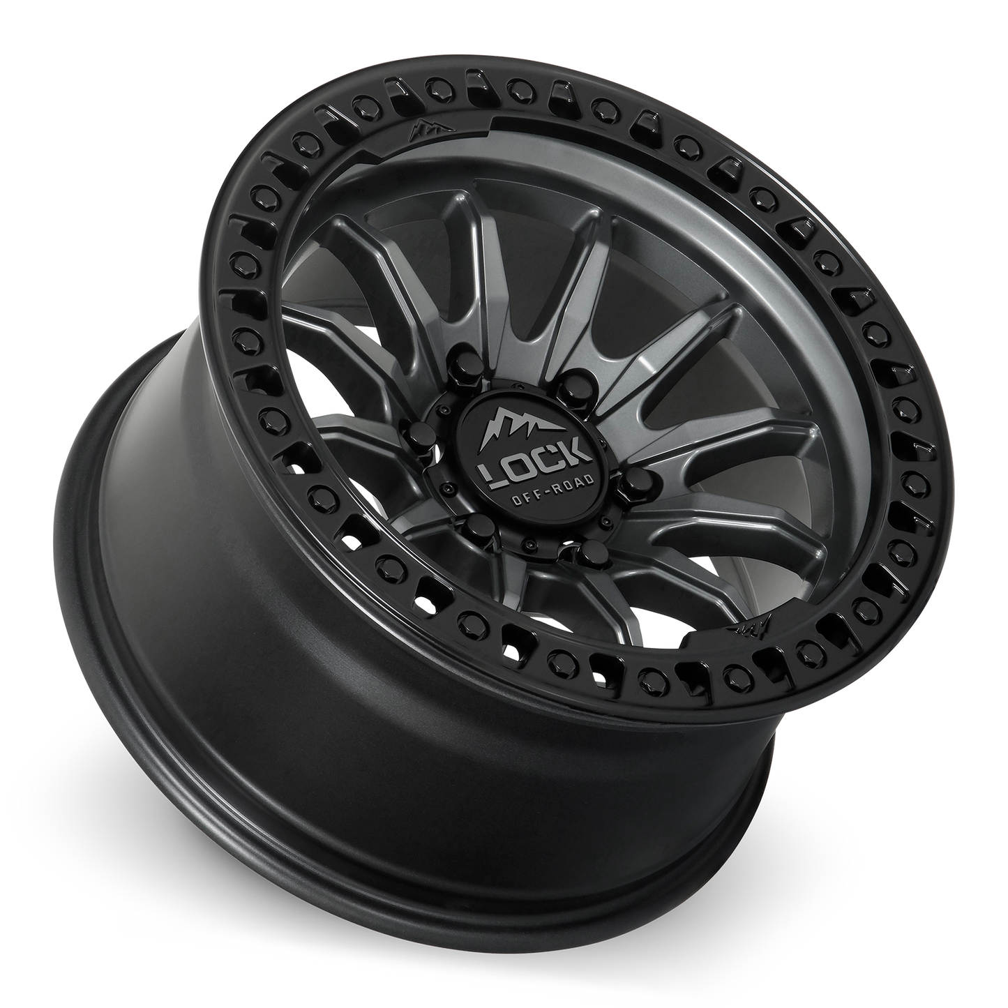 20x10 Lock Off-Road Trail Matte Grey With Matte Black Ring Wheel 6x5.5 (-18mm)