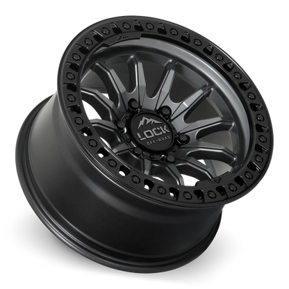 20x10 Lock Off-Road Trail Matte Grey With Matte Black Ring Wheel 6x5.5 (-18mm)