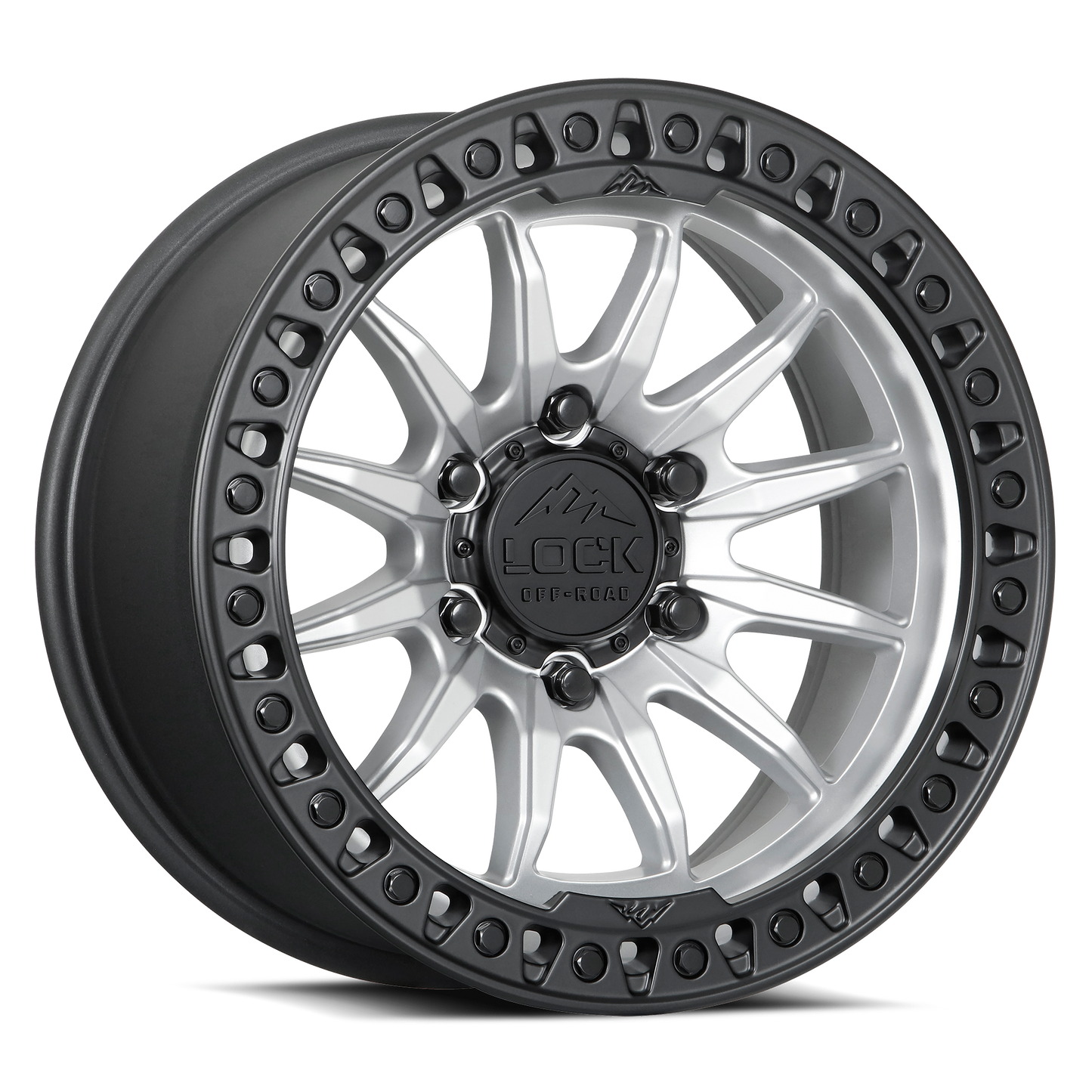 20x9 Lock Off-Road Trail Matte Silver With Matte Black Ring Wheel 6x135 (1mm)
