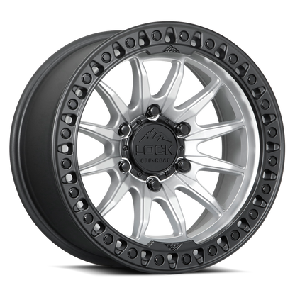 20x9 Lock Off-Road Trail Matte Silver With Matte Black Ring Wheel 6x135 (1mm)