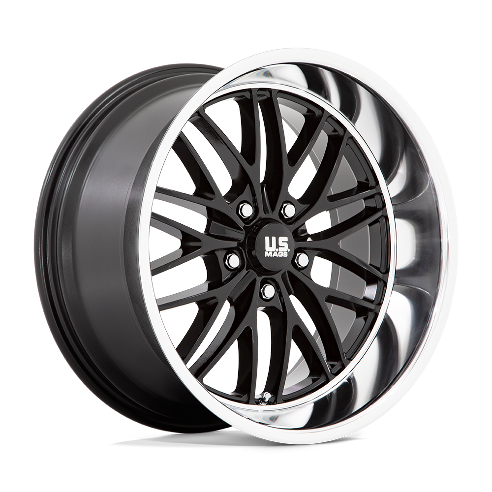 20x10 US Mags U138 Santa Cruz Gloss Black W/ Diamond Cut Lip Wheel 5x4.75 (6mm)