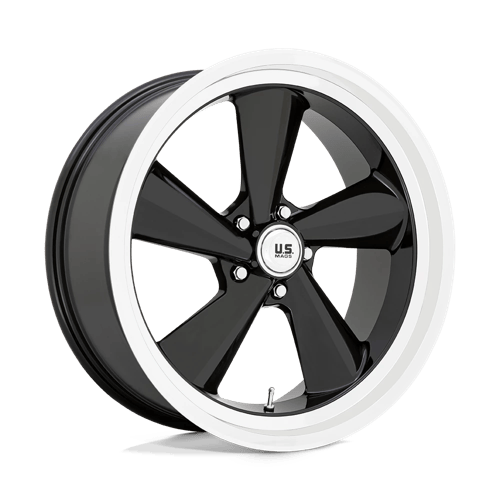 22x9 US Mags U136 TS Gloss Black With Diamond Cut Lip Wheel 5x4.75 (15mm)
