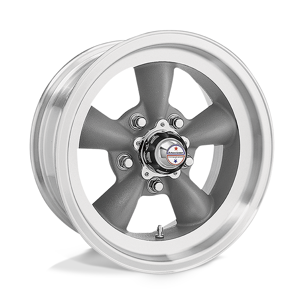 15x4.5 American Racing VN105 TORQ THRUST D Gray Mach Lip Wheel 5x4.75 (-15mm)