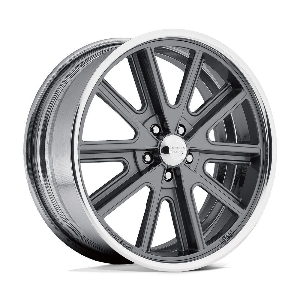 17x8 American Racing VN407 Cobra SL Mag Gray Center Polished Wheel 5x4.75 (6mm)