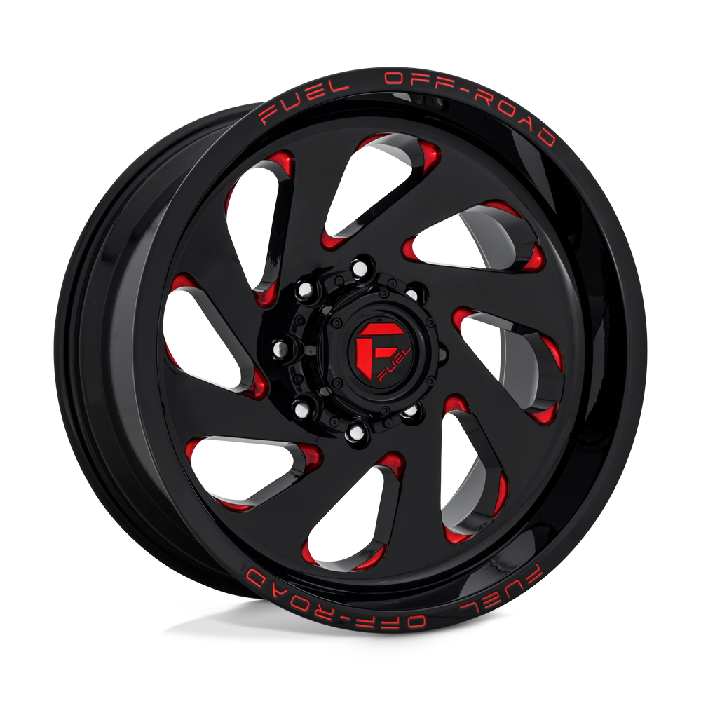 20x12 Fuel D638 VORTEX GLOSS BLACK RED TINTED CLEAR Wheel 6x5.5 (-44mm)