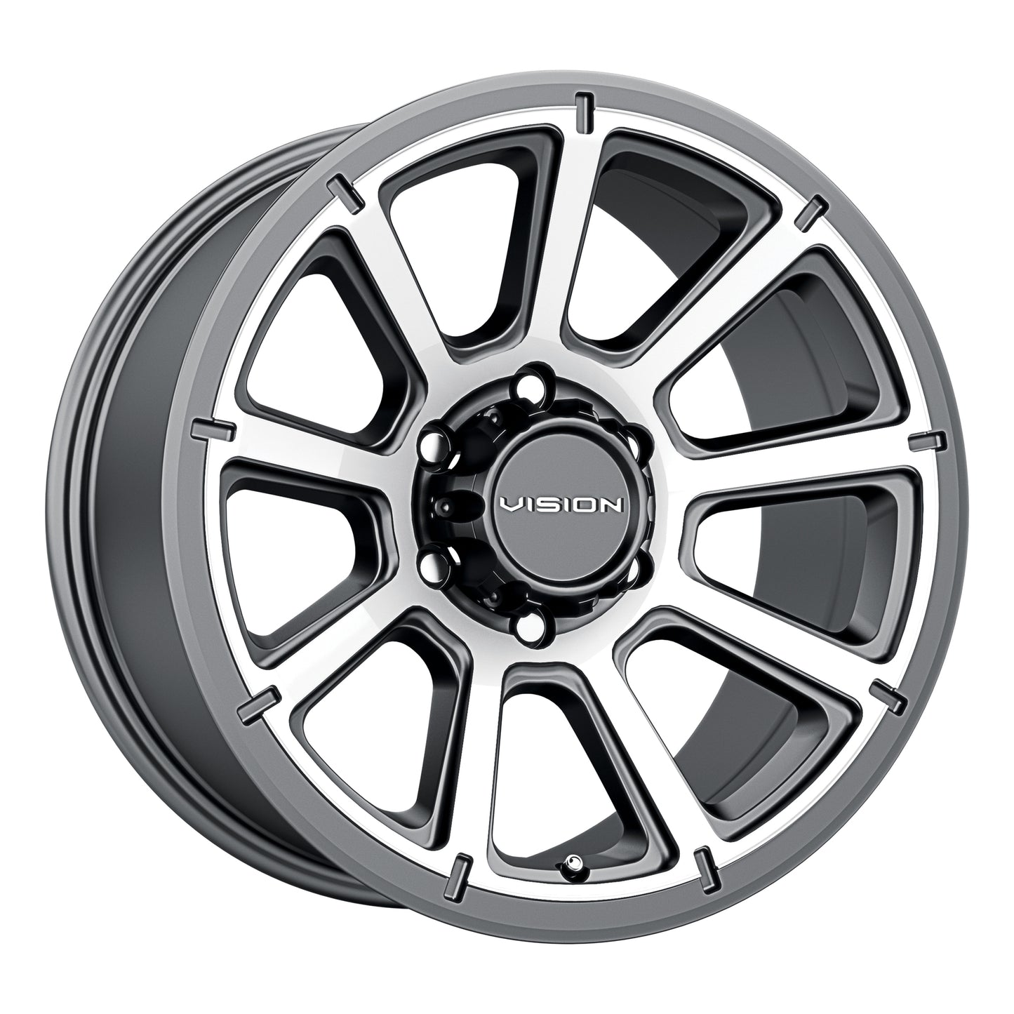 15x6 Vision 353 Turbine Gunmetal Machined Face Wheel 6x5.5 (0mm)