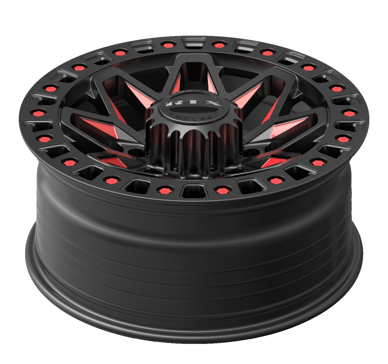 18x9 RTX Zion Gloss Black Milled Red Wheel 8x180 (20mm)