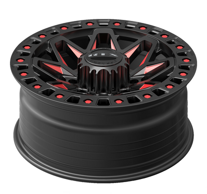 18x9 RTX Zion Gloss Black Milled Red Wheel 8x180 (20mm)