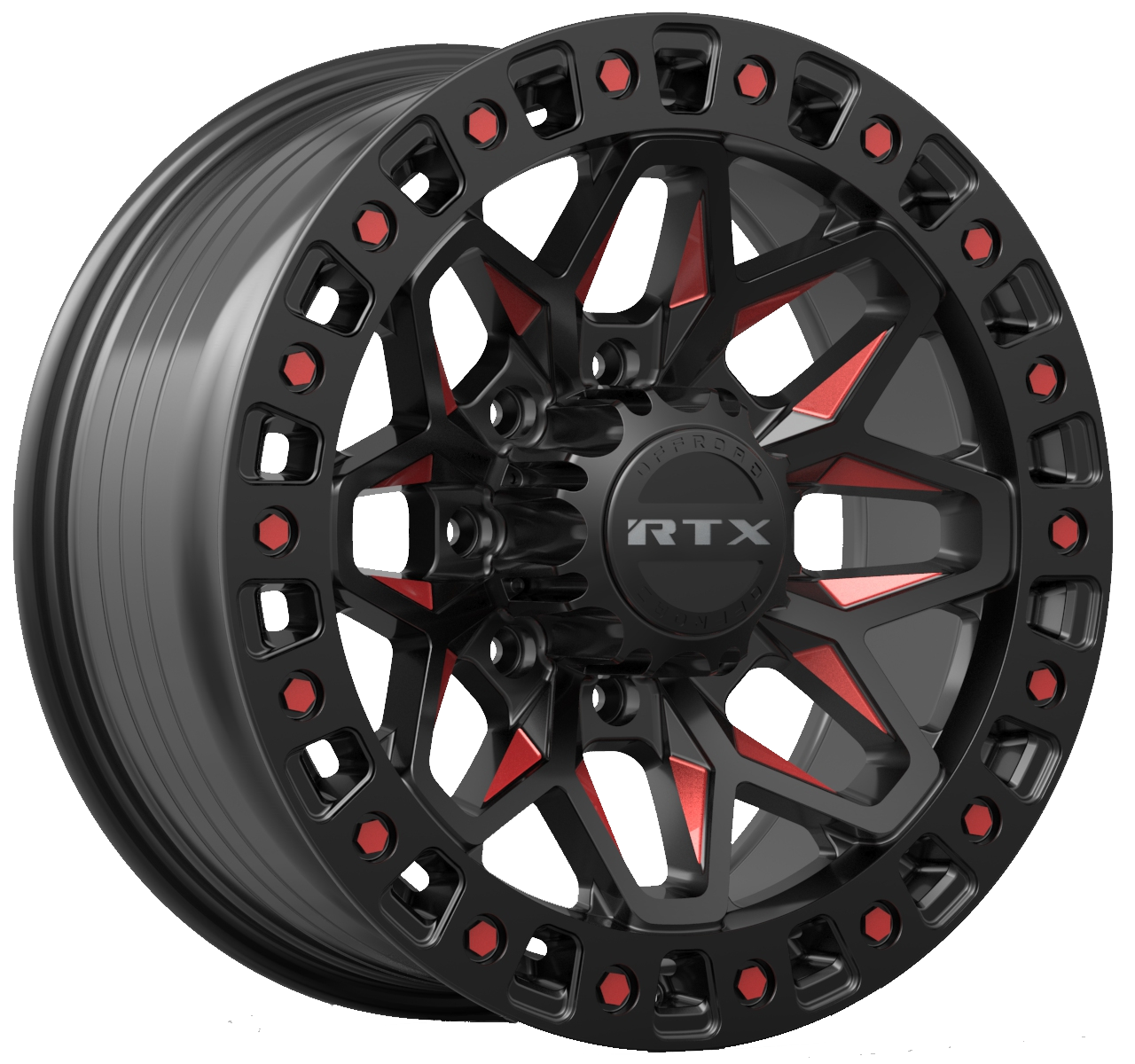 18x9 RTX Zion Gloss Black Milled Red Wheel 8x180 (20mm)