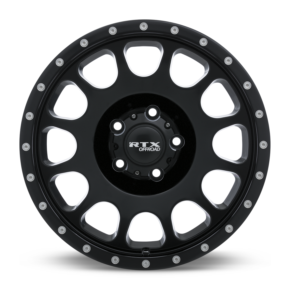 18x9 RTX Baja Satin Black with Milled Rivets Wheel 6x5.5 (10mm)