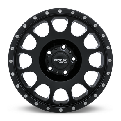 17x9 RTX Baja Satin Black with Milled Rivets Wheel 5x5 (0mm)