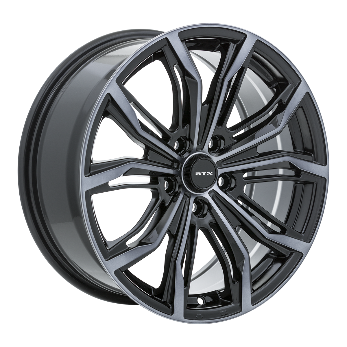 18x8 RTX Black Widow Black Machined Grey Wheel 5x4.25 (40mm)