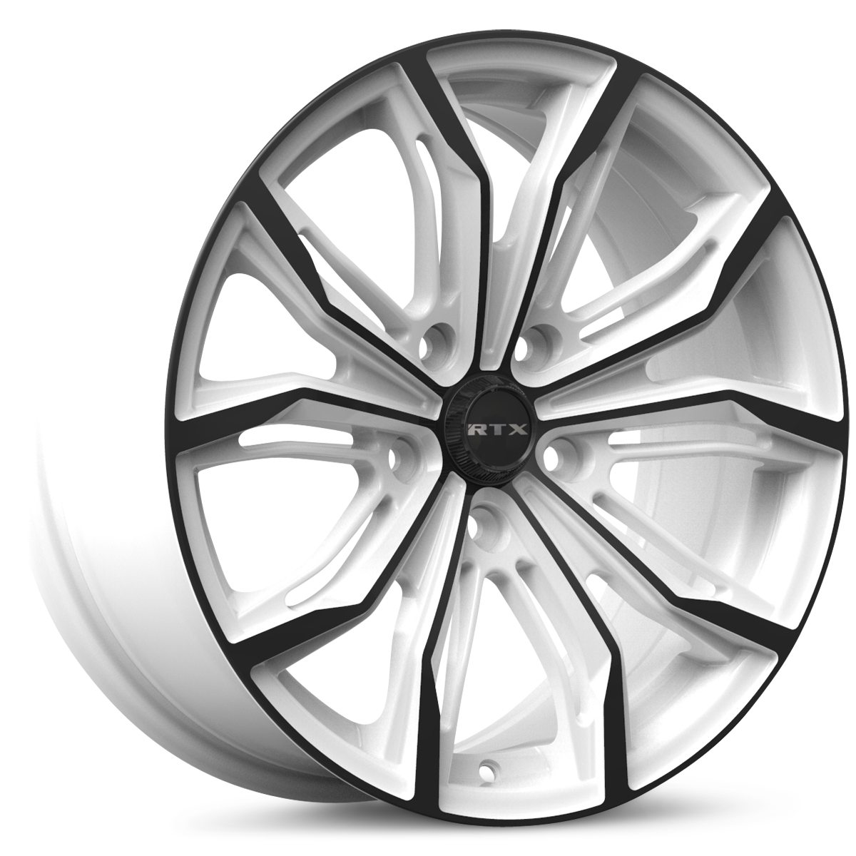 18x8 RTX Black Widow White and Black Wheel 5x4.5 (42mm)