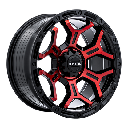 18x9 RTX Goliath Gloss Black Machined Red Spokes Wheel 6x135 (0mm)