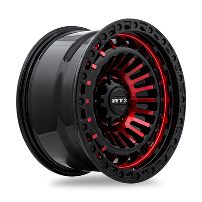 18x9 RTX Moab Gloss Black Machined Red Wheel 6x5.5 (0mm)