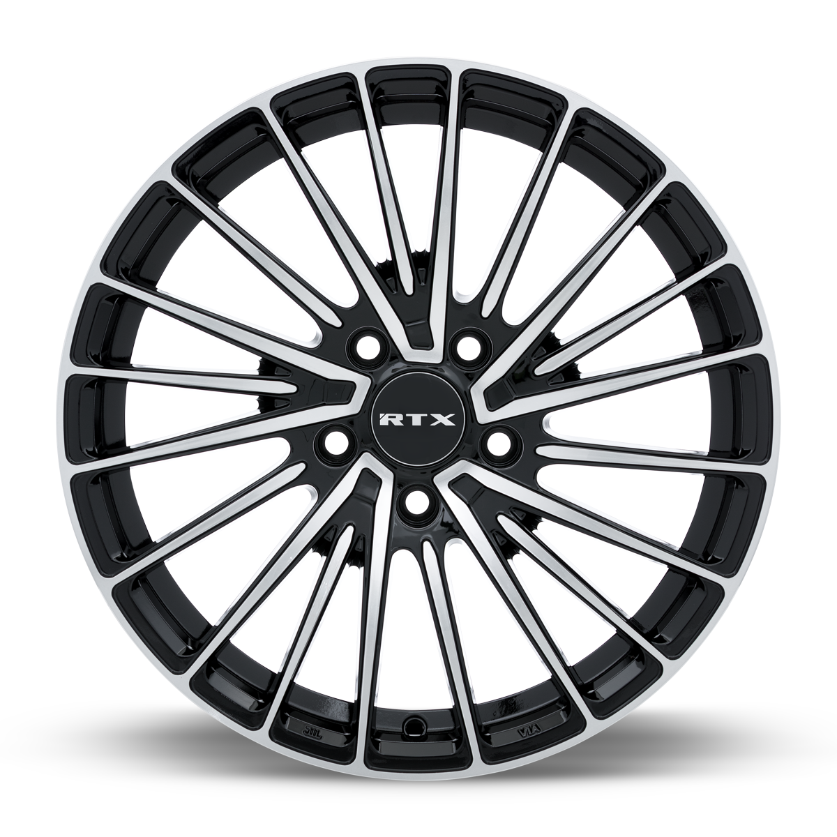 17x7.5 RTX Polar Gloss Black Machined Wheel 5x4.5 (40mm)