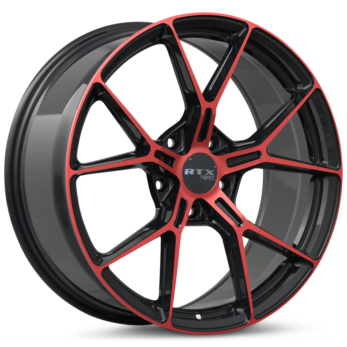 19x8.5 RTX RS01 Gloss Black Machined Red Wheel 5x4.5 (38mm)