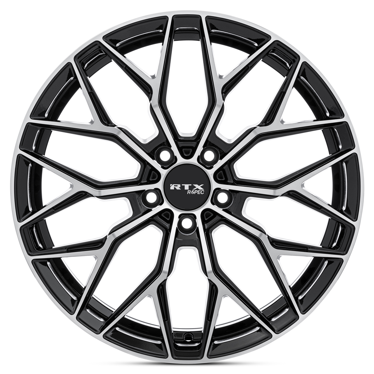 19x8.5 RTX RS02 Gloss Black Machined Wheel 5x4.5 (38mm)