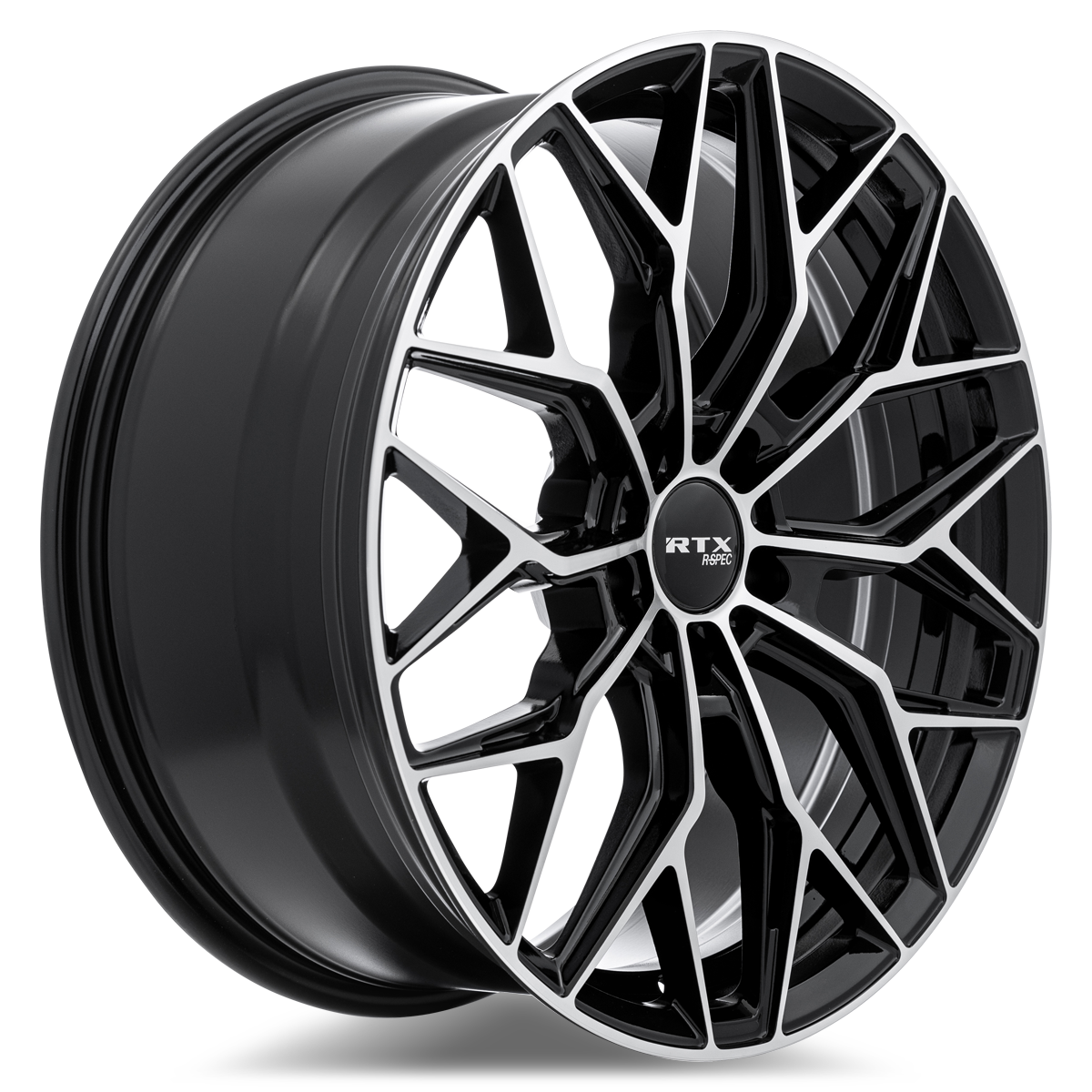 20x8.5 RTX RS02 Gloss Black Machined Wheel 5x4.5 (38mm)