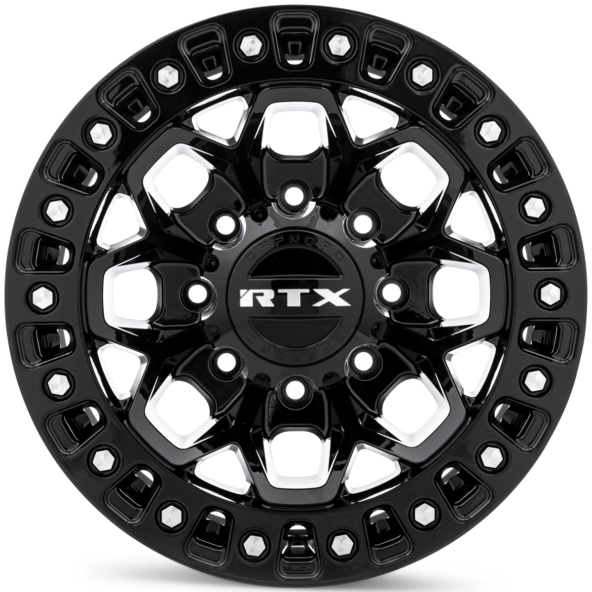 20x9 RTX Zion Gloss Black Milled Rivets Wheel 8x6.5 (20mm)