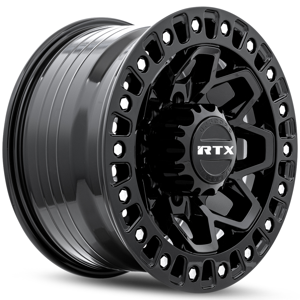 17x9 RTX Zion Gloss Black Milled Rivets Wheel 8x170 (20mm)