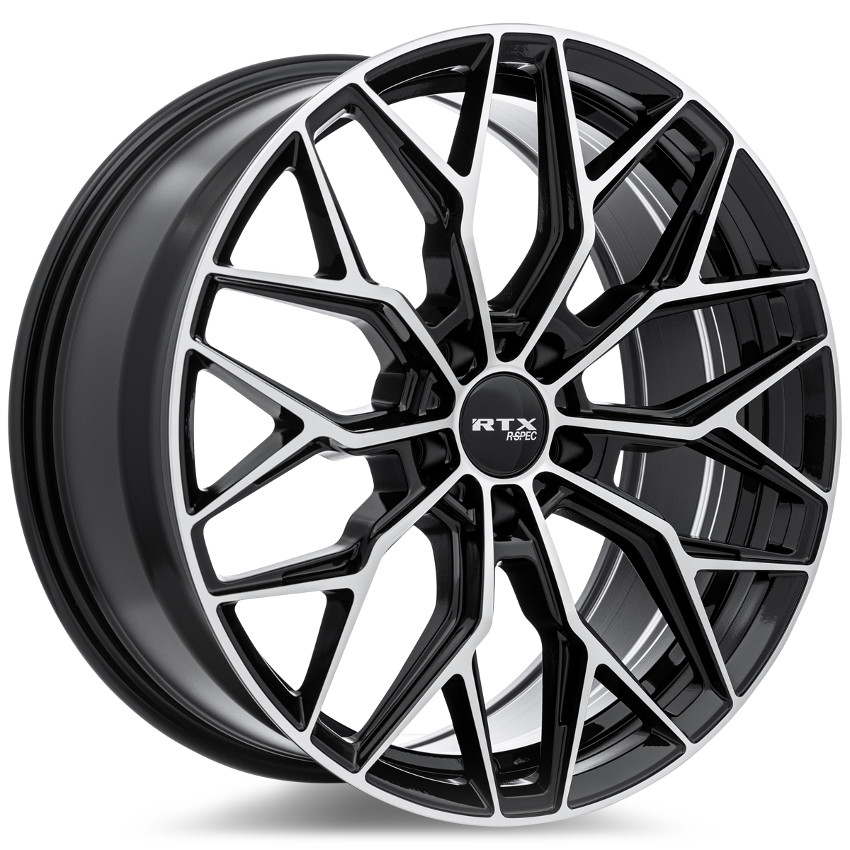 20x8.5 RTX RS02 Gloss Black Machined Wheel 5x4.5 (38mm)