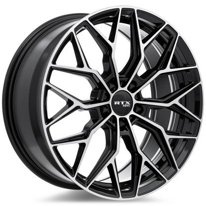 19x8.5 RTX RS02 Gloss Black Machined Wheel 5x4.5 (38mm)